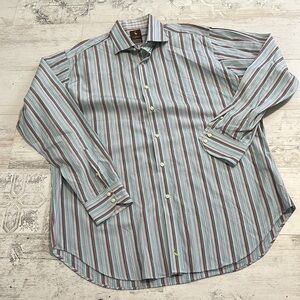 TailorByrd Shirt Mens XXL Blue Stripe Button Up Long Sleeve